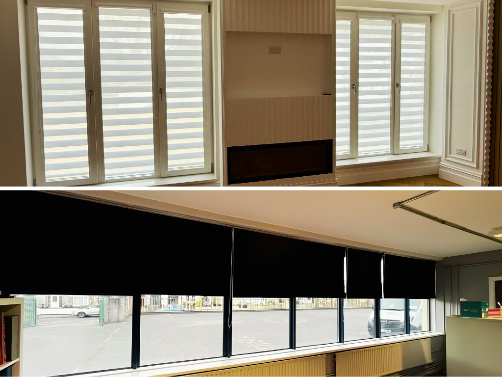 Blackout blinds vs day and night blinds comparison in a bright Irish bedroom window